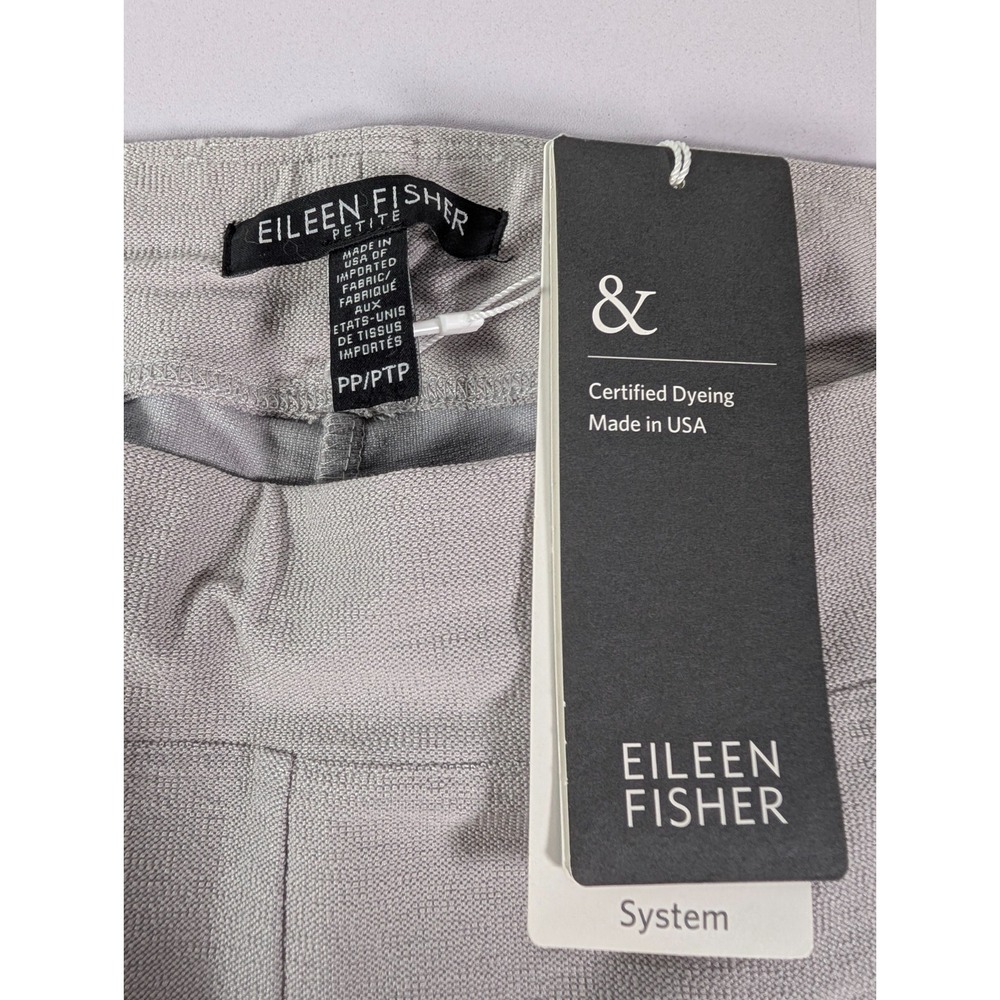 Eileen Fisher Pants Women's Petite Slim Ankle Crepe Silver Pull On System New - Picture 3 of 10